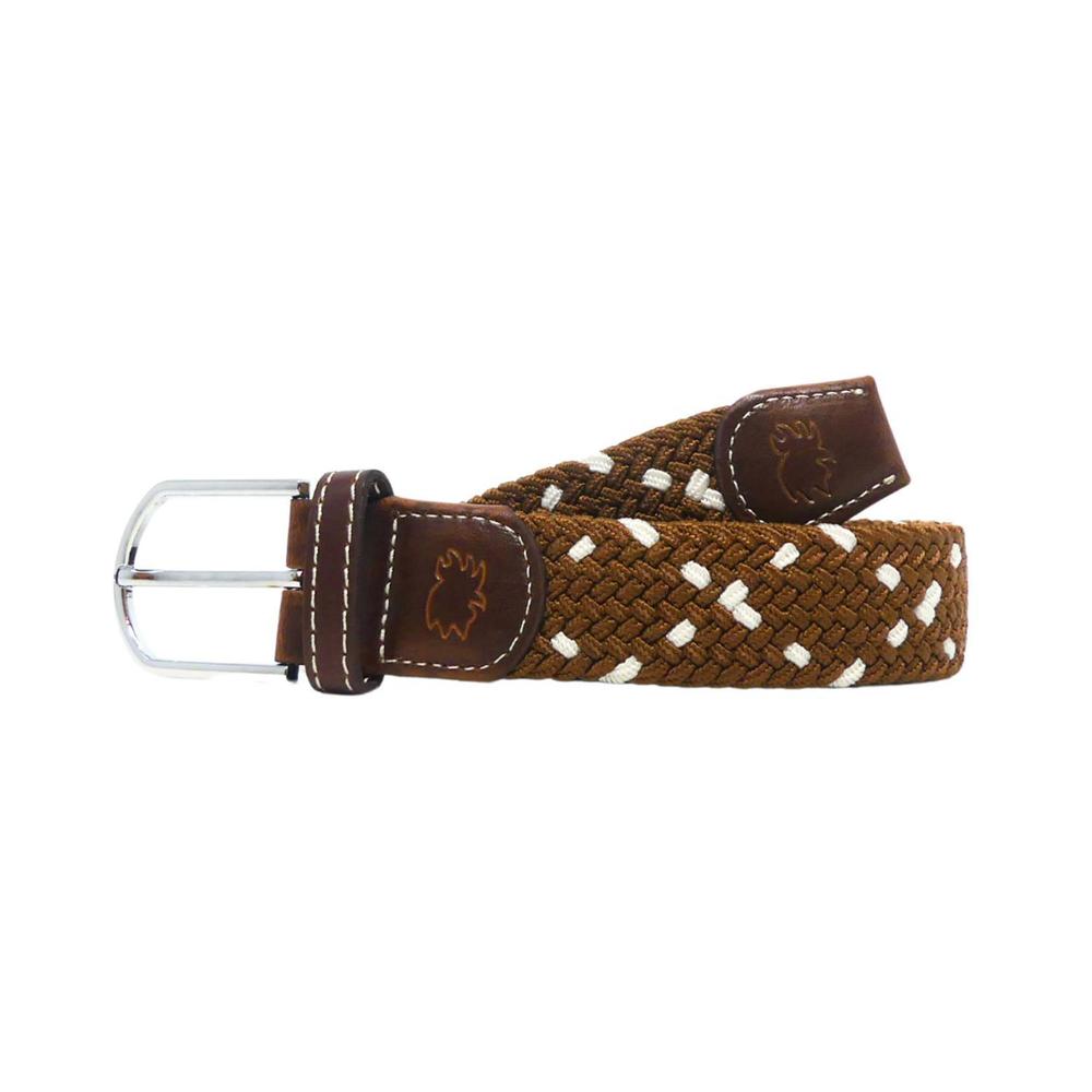 Brown Woven Elastic Belt with White Accents - Men